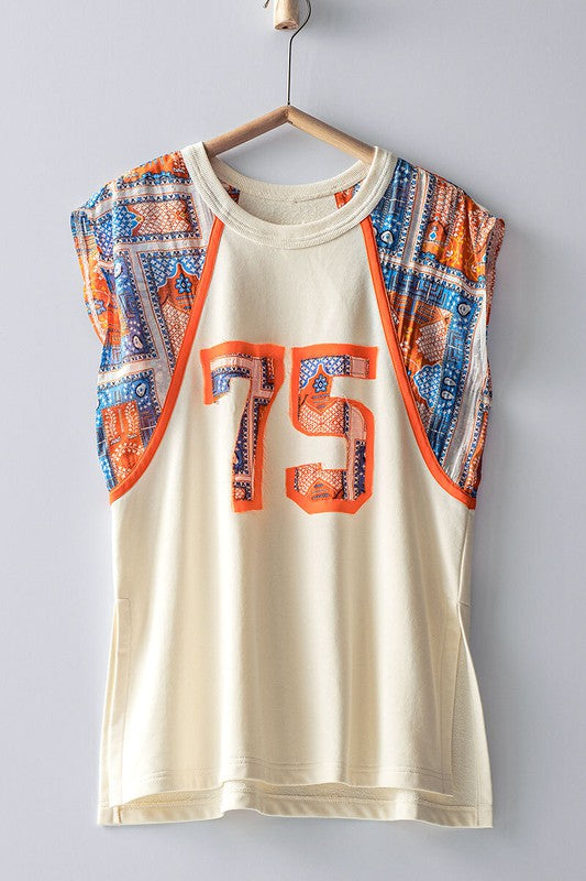 PAISLEY RAGLAN SLEEVELESS TOP