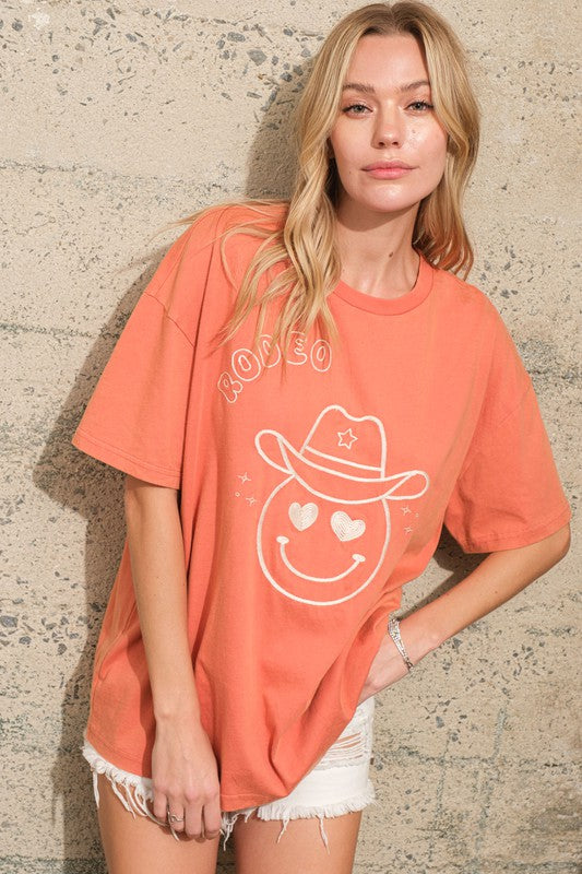 Washed Smiley Graphic T Shirt