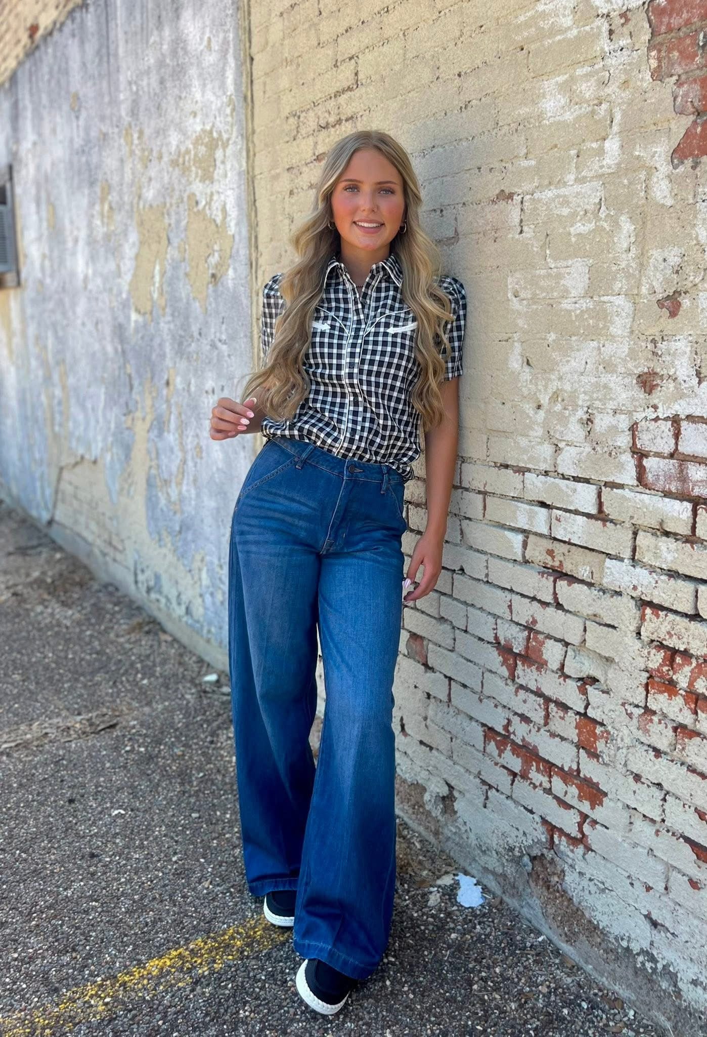 NORI DARK WASH 31" INSEAM WIDELEG TROUSER