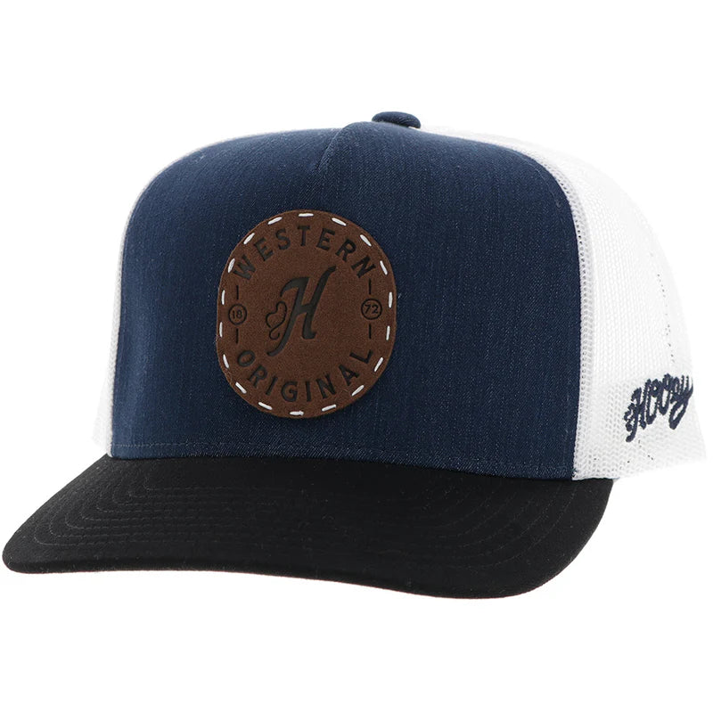 YOUTH "Spur" Hat Denim/White w/Leather Circle Patch
