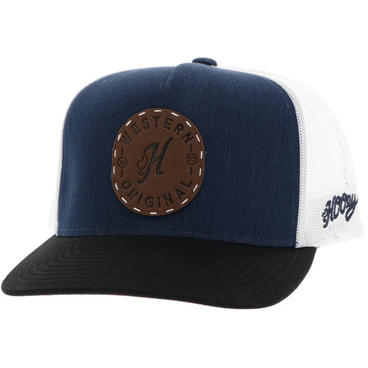 YOUTH "Spur" Hat Denim/White w/Leather Circle Patch