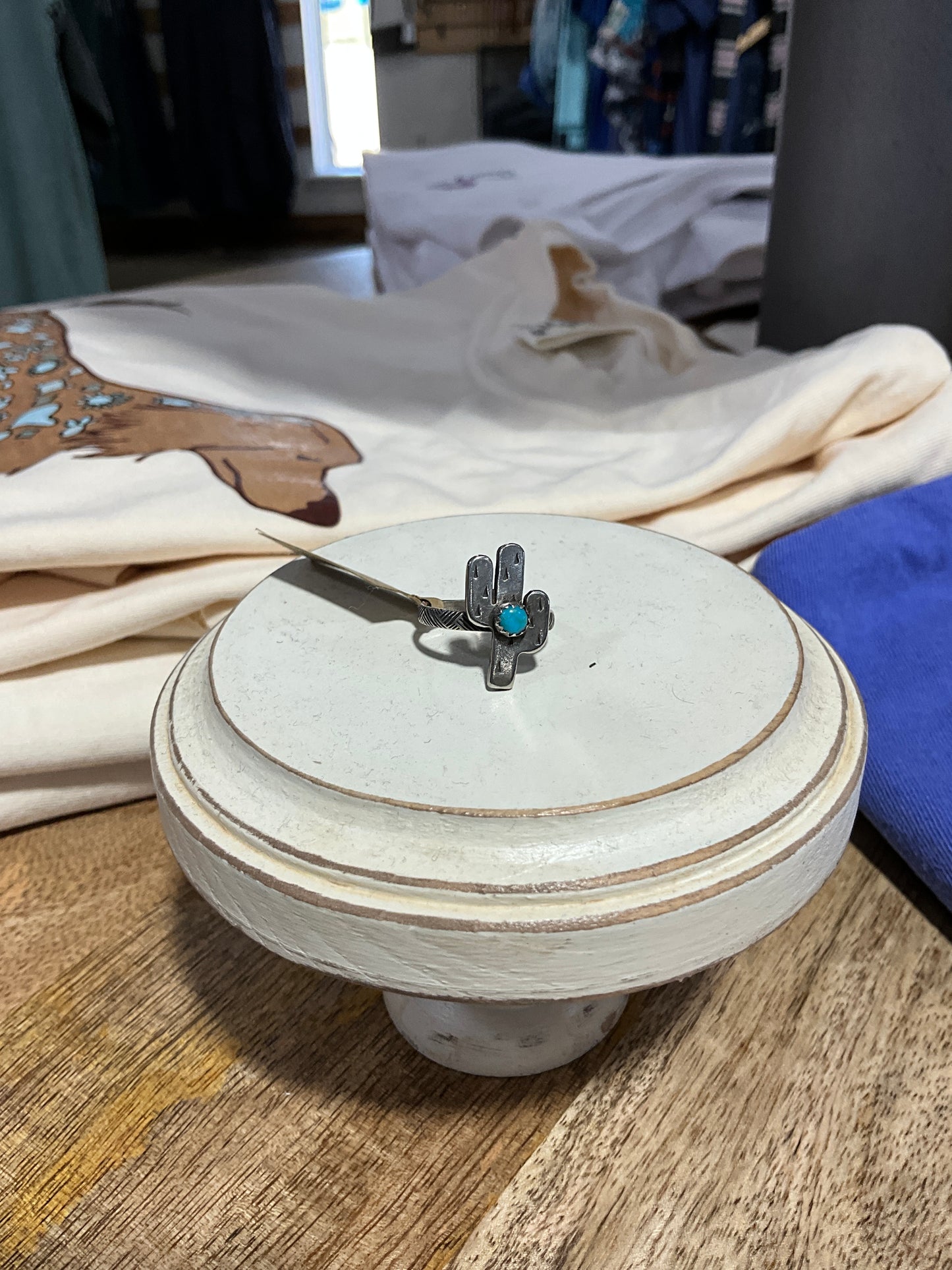 Fat Saguaro Cactus W/ Turquoise Ring
