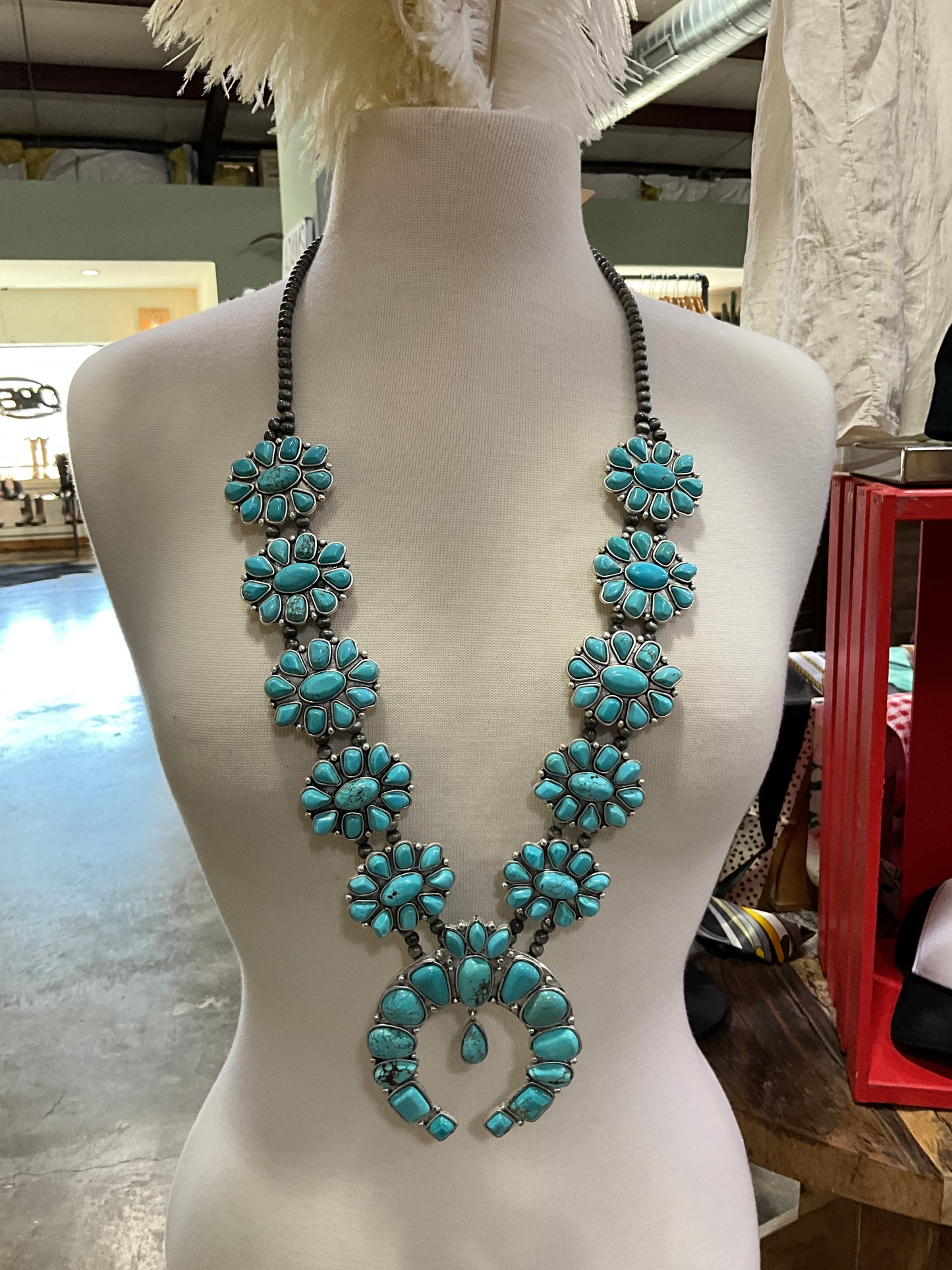 Turquoise Squash Blossom 34" Long