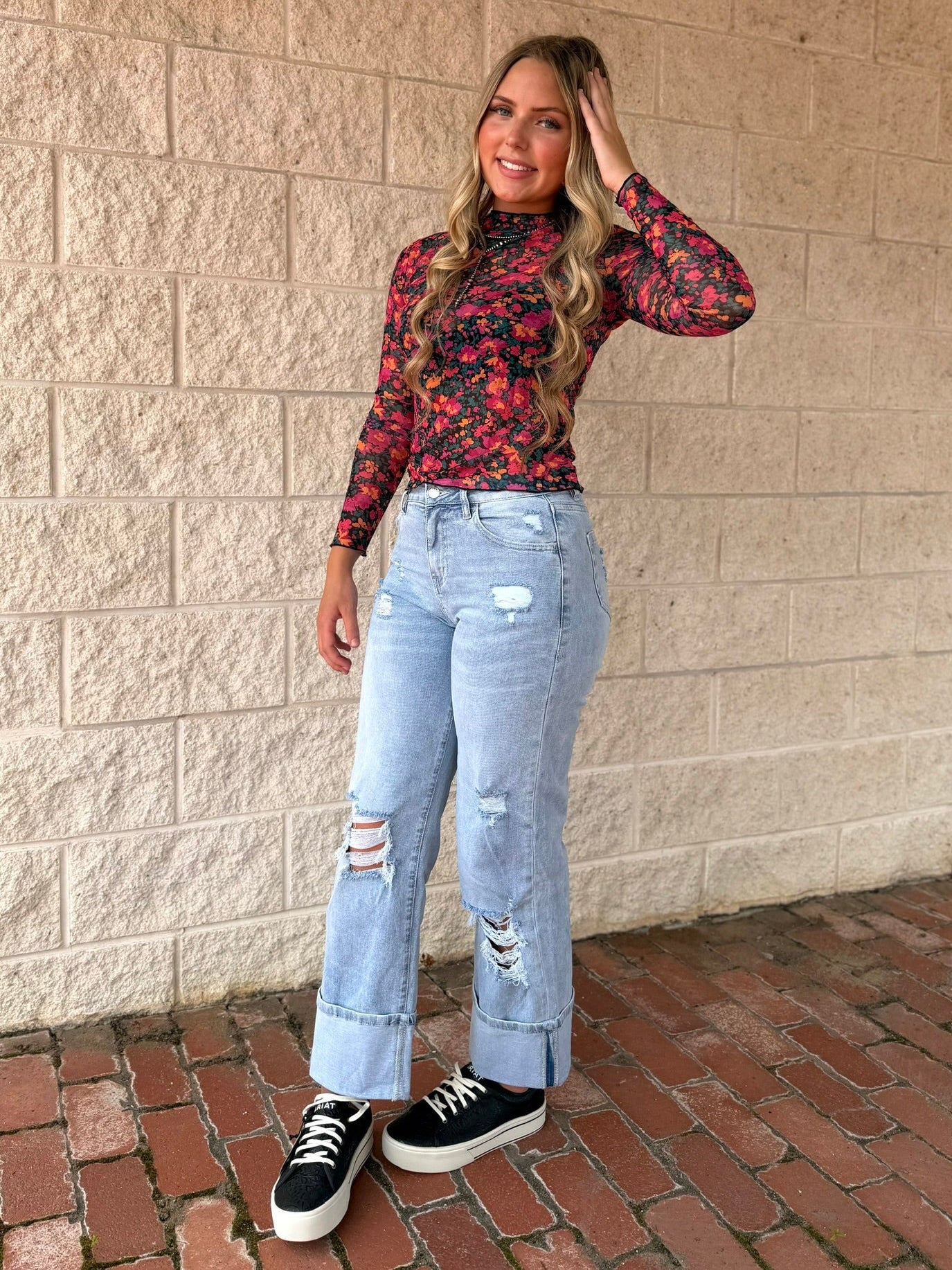 Timeless Stretchy Light Wash Distressed Flare Jeans