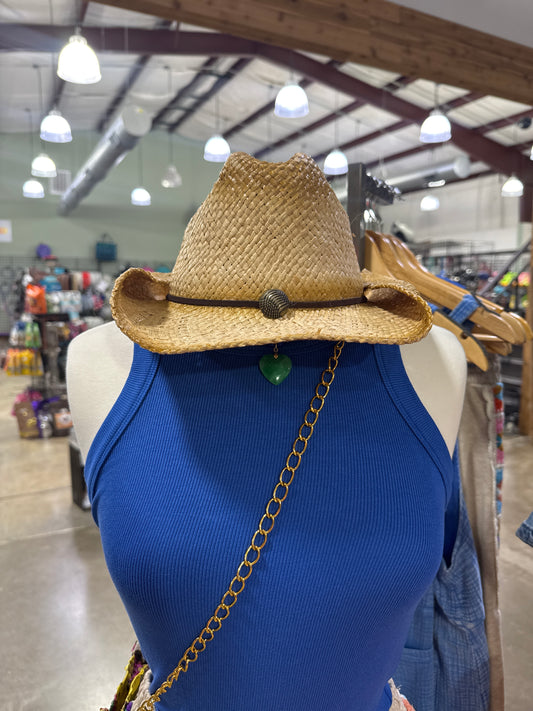 Raffia Button Hat