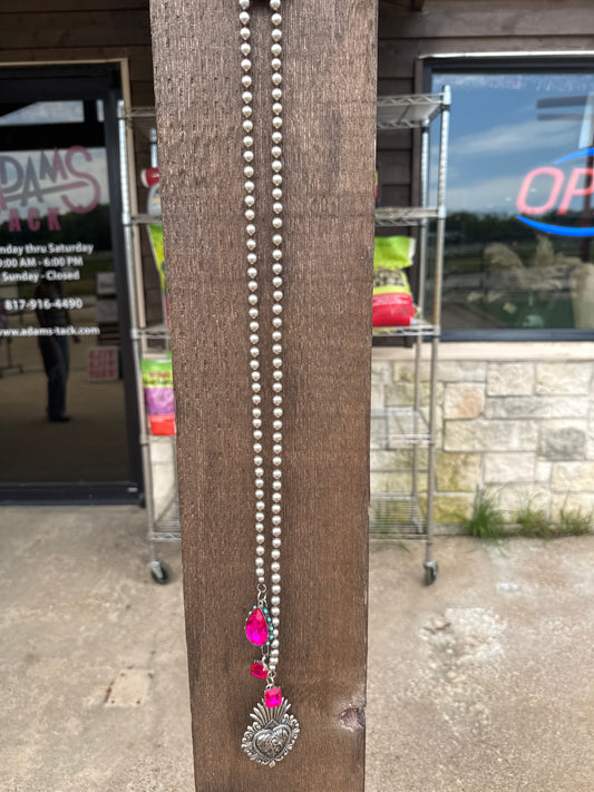 Heart and Jewel Long Necklace