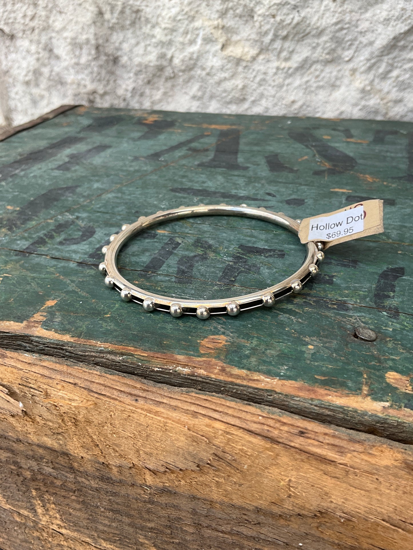 Silver Hollow Dot Bangle