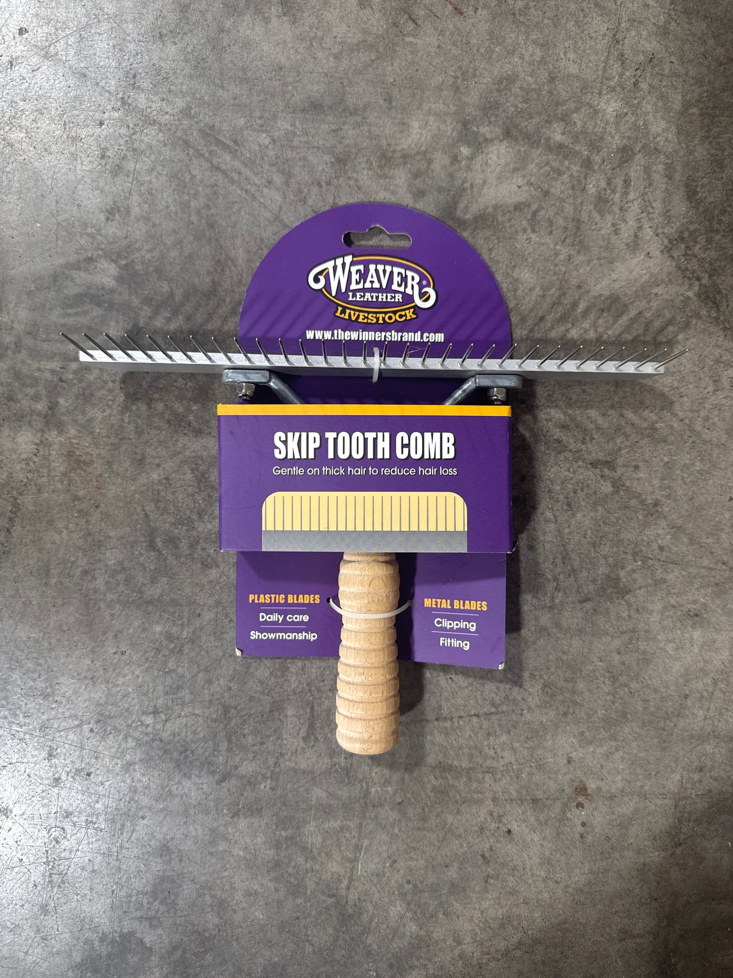 Stainless Steel Skip Tooth Comb with Wood Handle