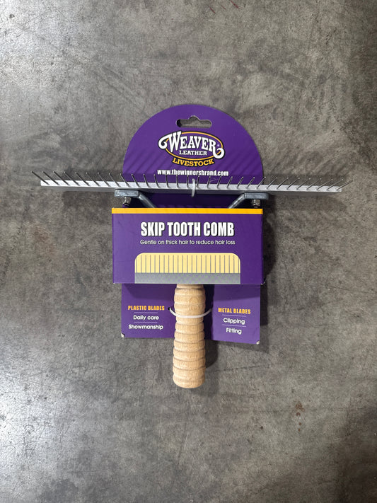 Stainless Steel Skip Tooth Comb with Wood Handle