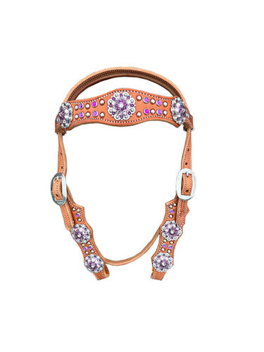 Purple Swarvoski Crystal Pony Headstall