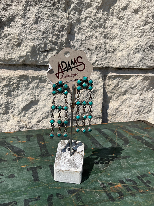 Turquoise Earring Dangle Flower