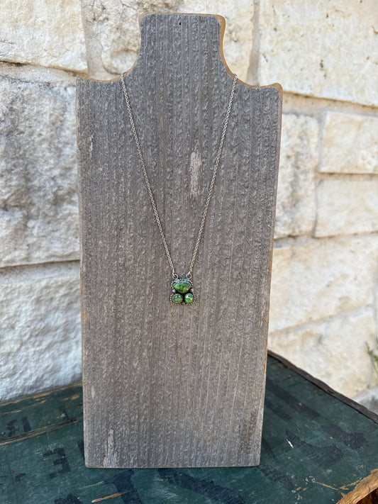 Handmade Sterling Silver & Sonoran Gold Turquoise 3 Stone Necklace