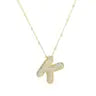 Jeweled Cz Bubble Letter Initial Necklace- GOLD