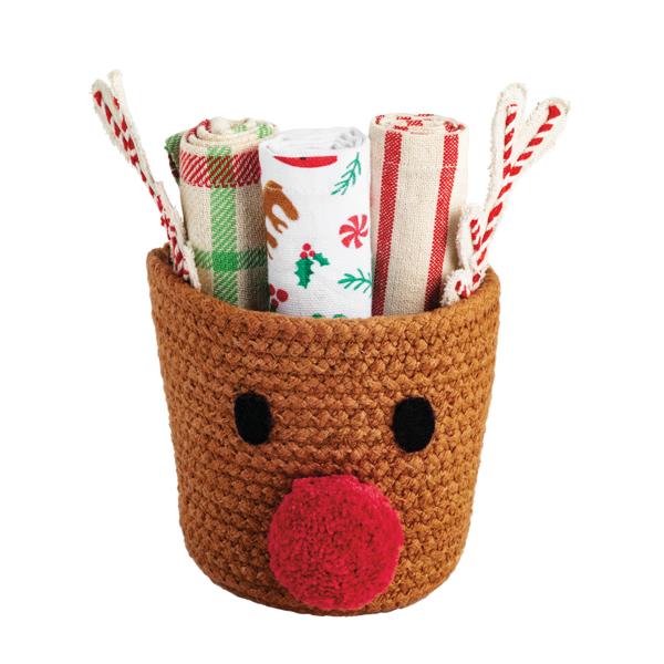 Reindeer Basket Towel Set