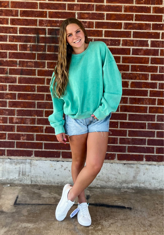 Lazy Days Pigment Washed Sweatshirt Top