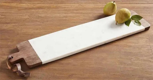 Long Wood Marble Serving Board