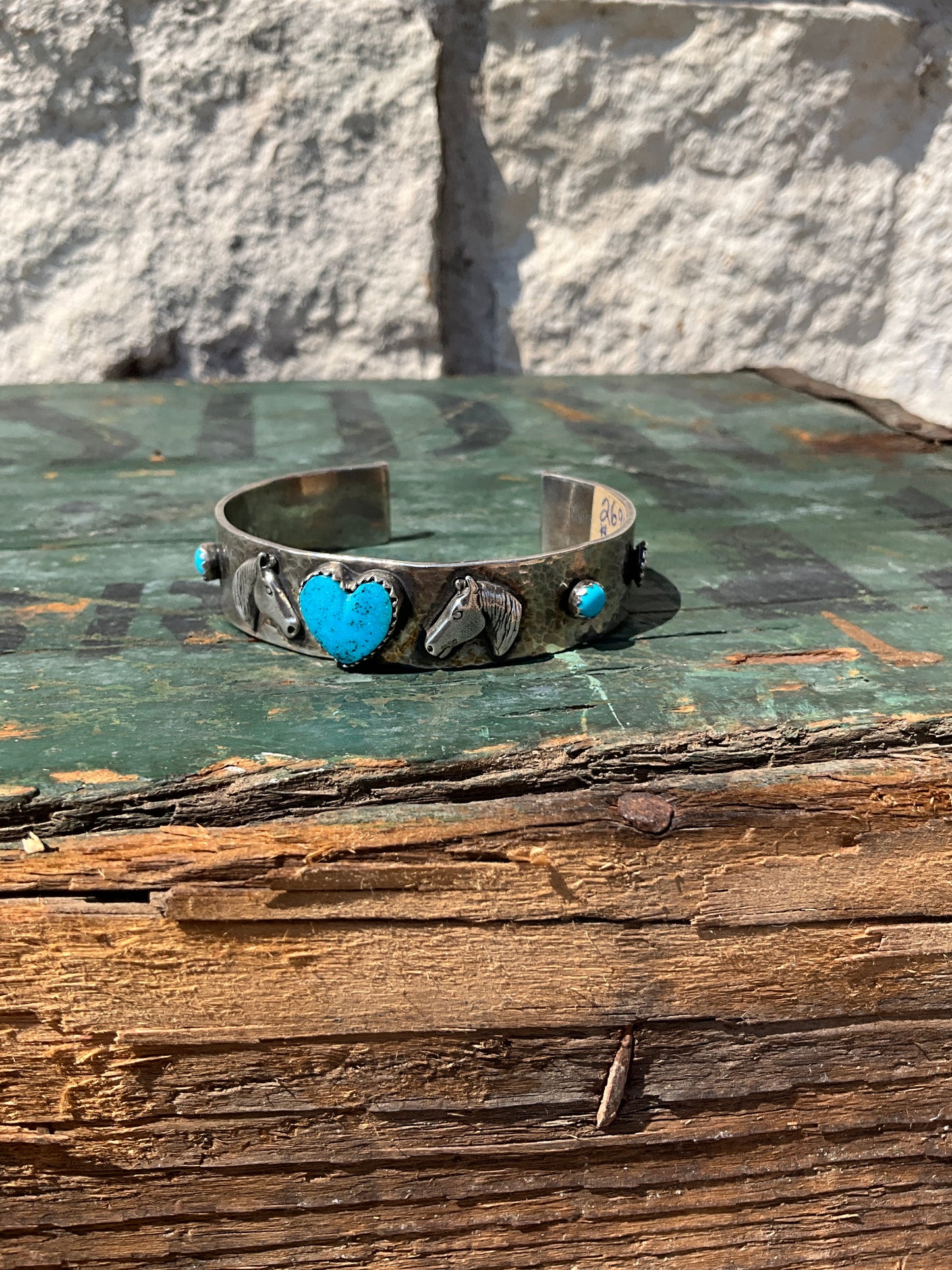 Turquoise Heart & Horse Cuff