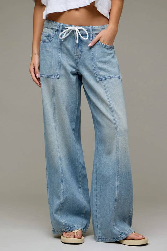Hidden Nori Mid Rise Drawstring Wide Leg