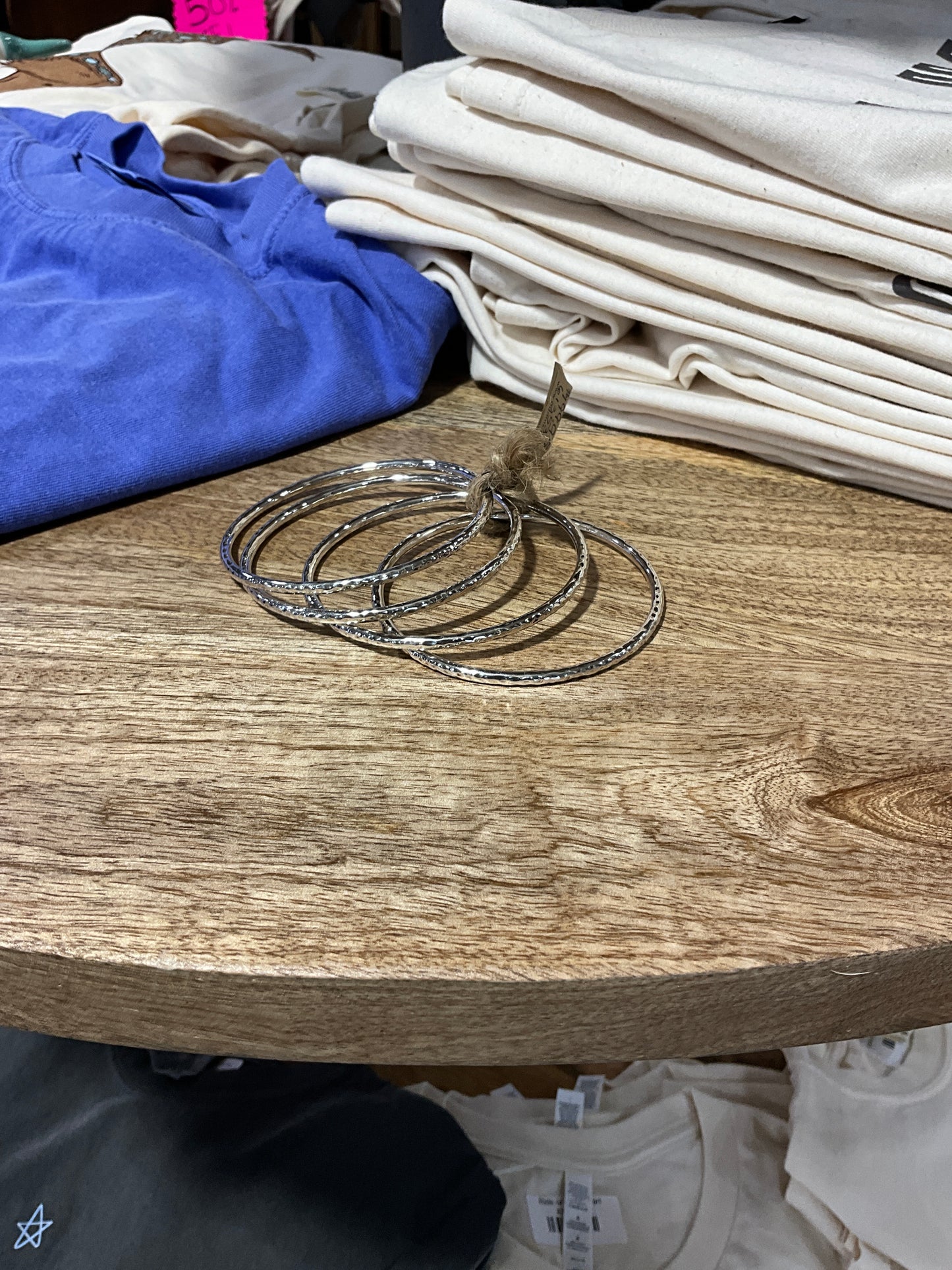 Hammered Silver Bangles (4)