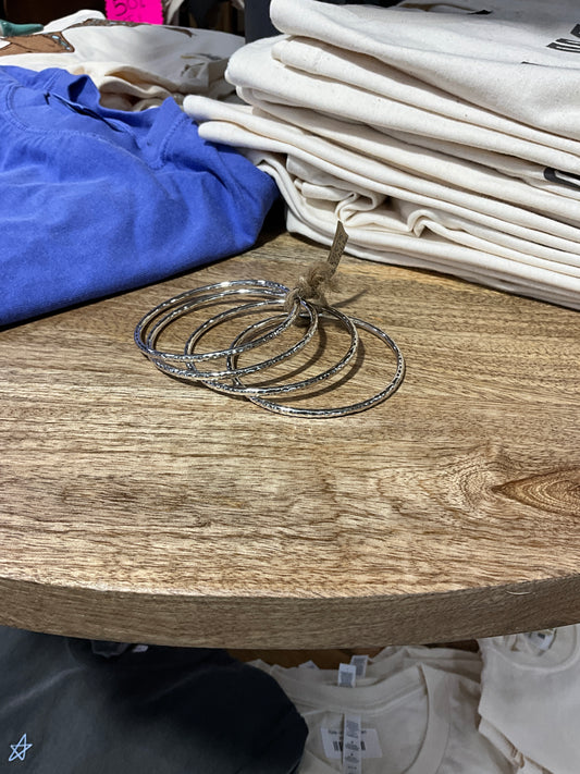 Hammered Silver Bangles (4)