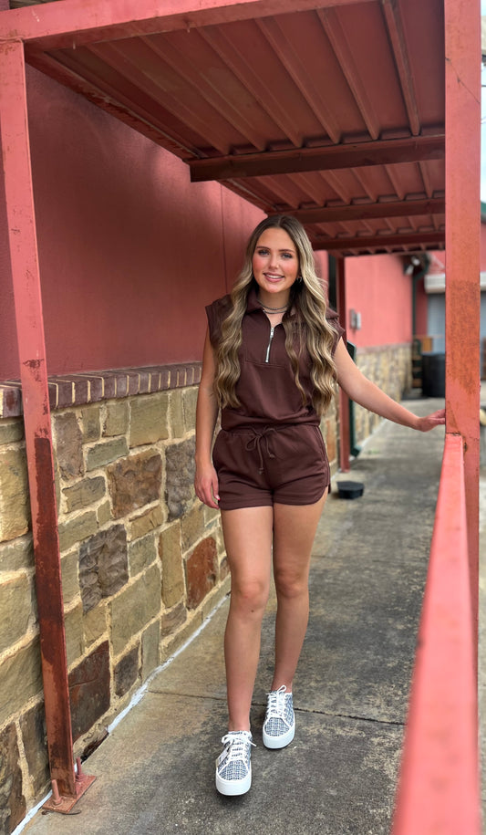 Blake Half Zip Cropped Sweatshirt And Shorts Set