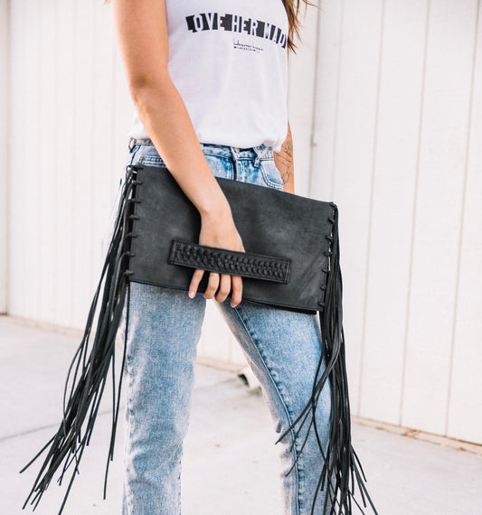LITA Black Leather Clutch