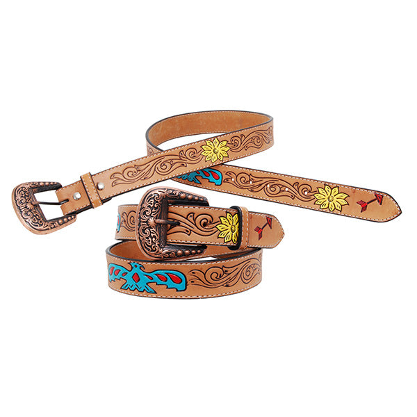 RAFTER T SUNFLOWER, THUNDERBIRD, ARROW AND FLORAL TOOLING BELT