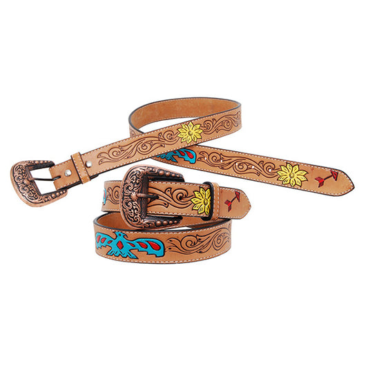 RAFTER T SUNFLOWER, THUNDERBIRD, ARROW AND FLORAL TOOLING BELT