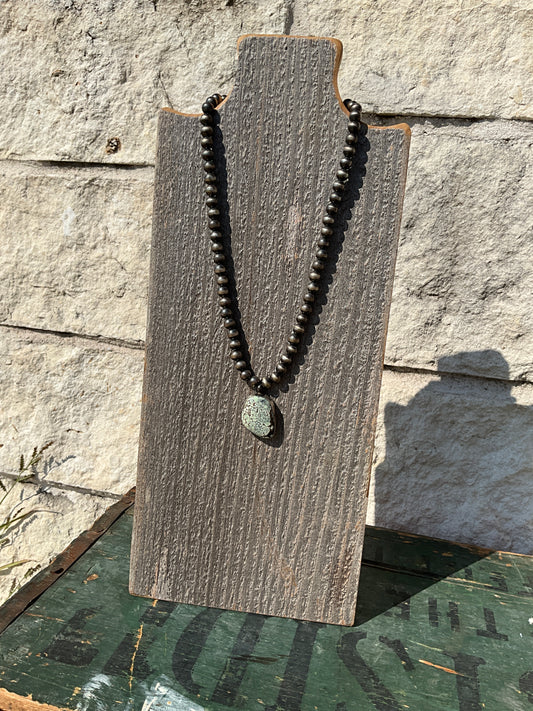 Navajo Sterling Silver & Turquoise Beaded Necklace