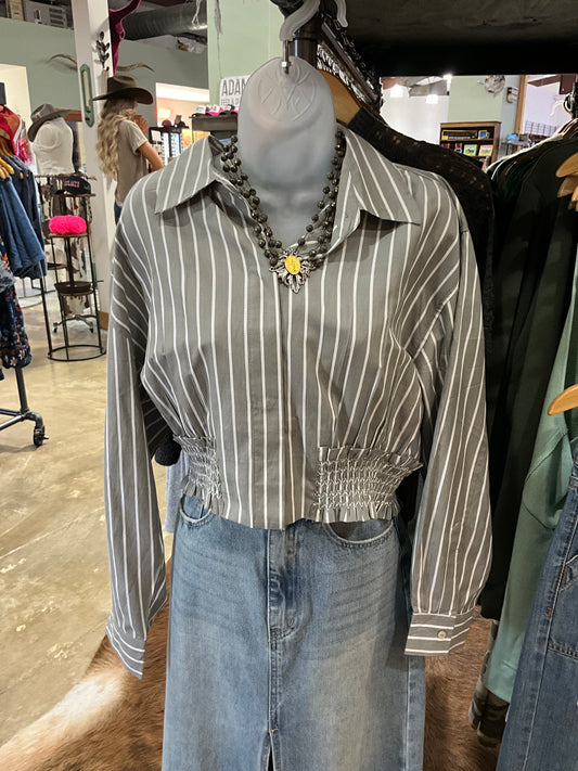 Pin Stripe Gray and White Top