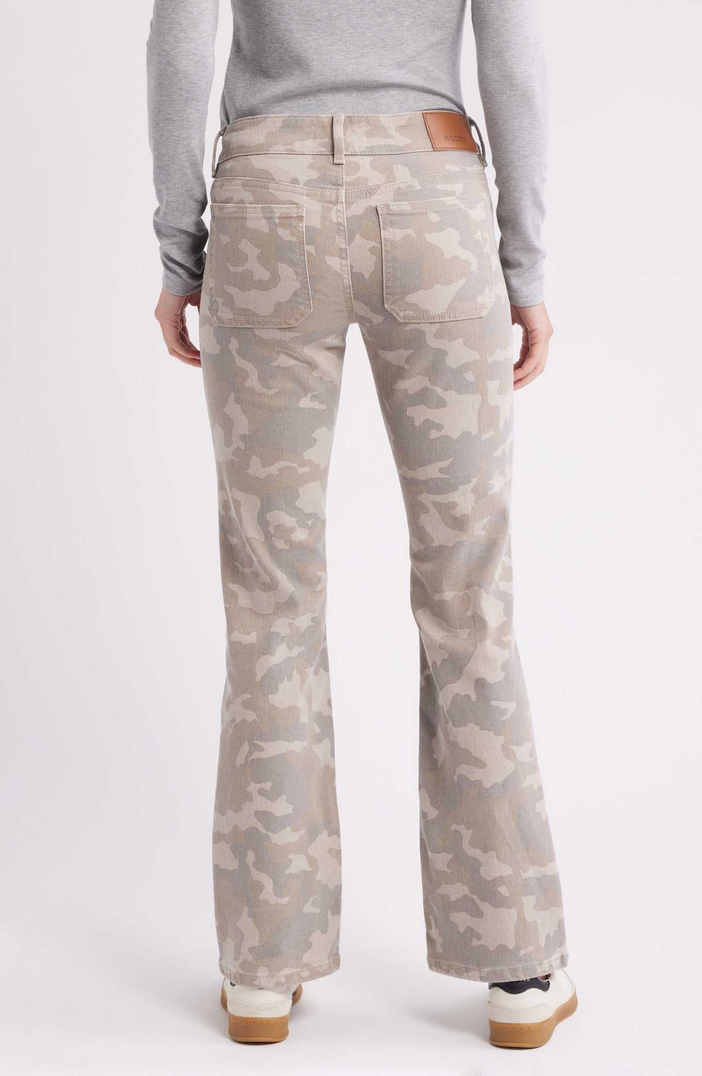 Hidden Tan Camo Low Rise Double Waistband Bootcut