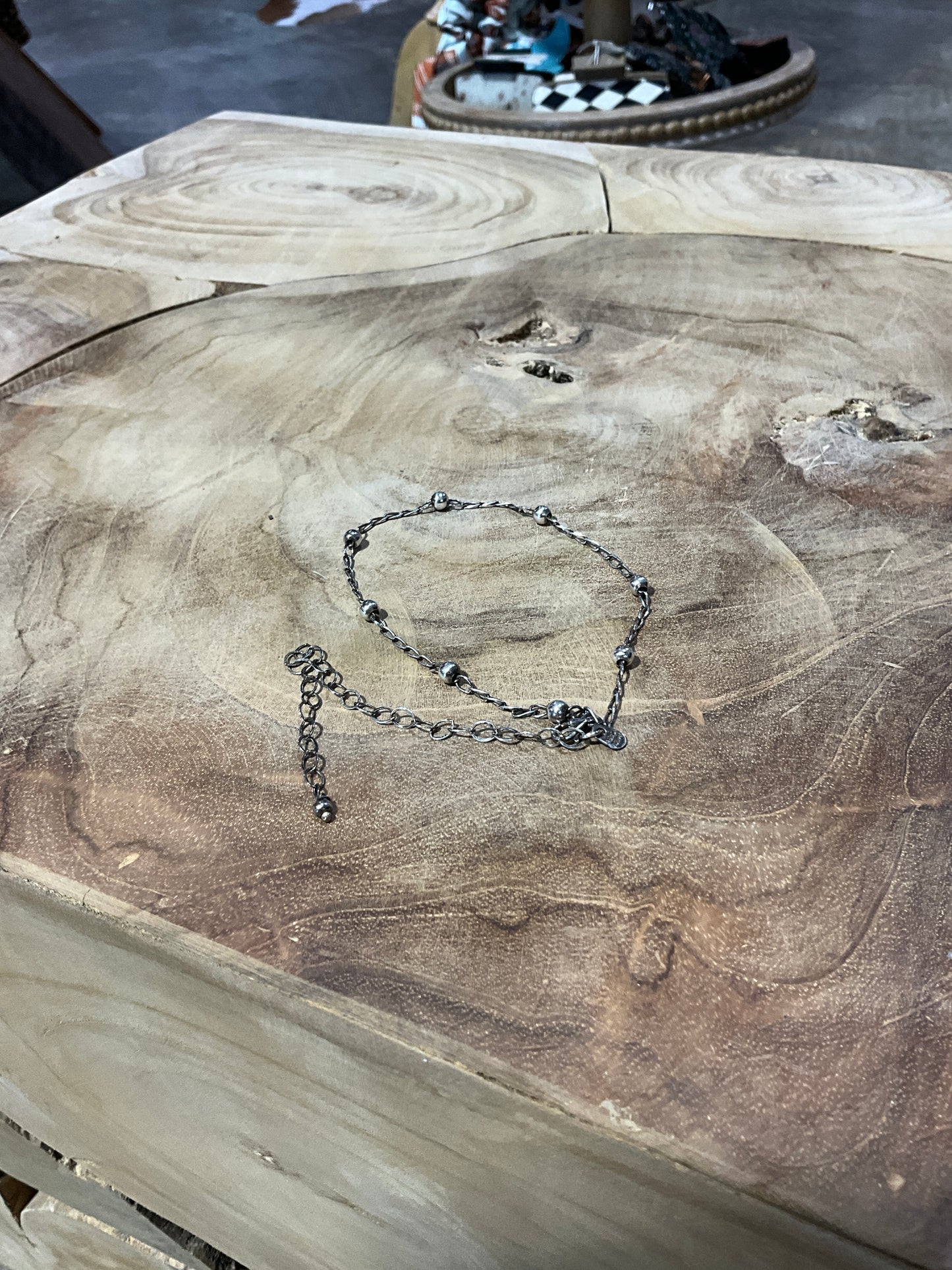 Sterling Small Bead Anklet