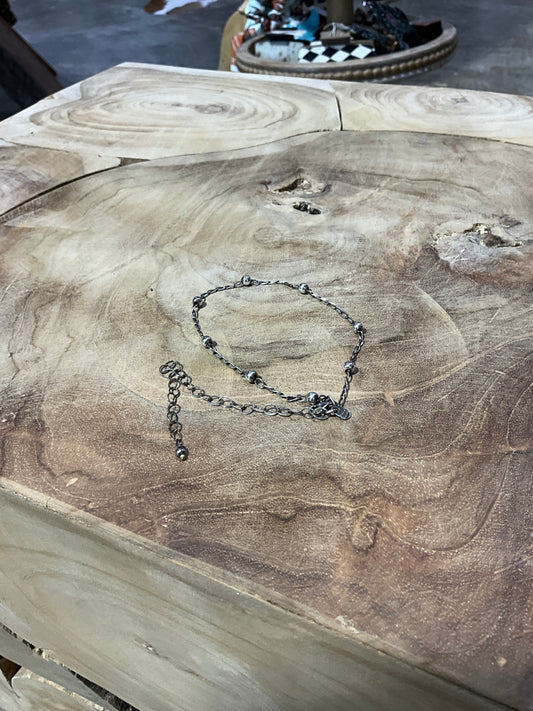 Sterling Small Bead Anklet