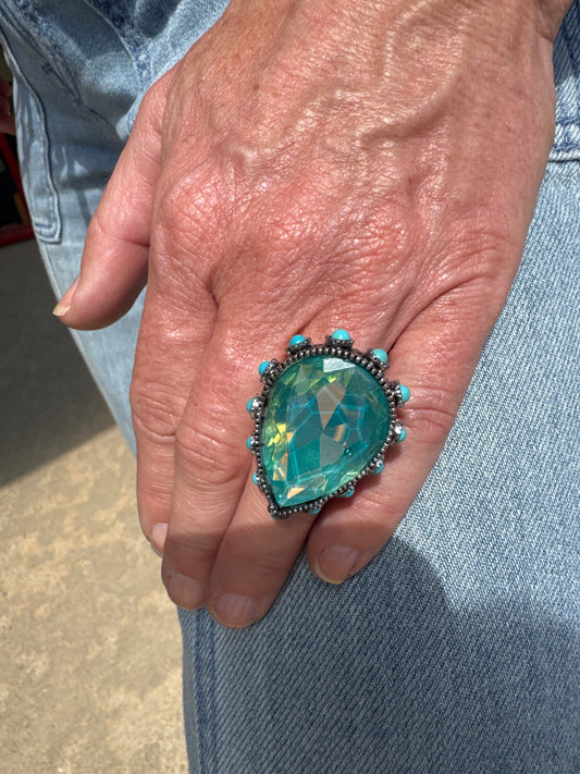 Jewel Ring W/ Turquoise Dots