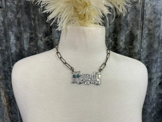 HOWDY ON PAPERCLIP CHAIN NECKLACE