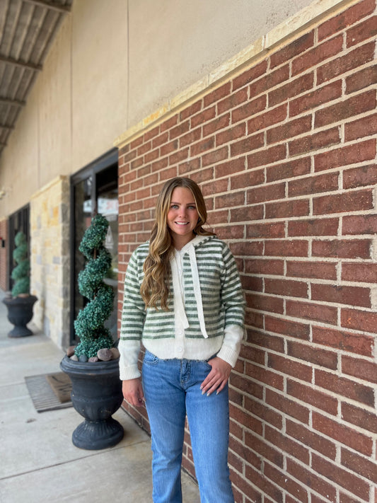 Striped Hoodie Sweater Cardigan