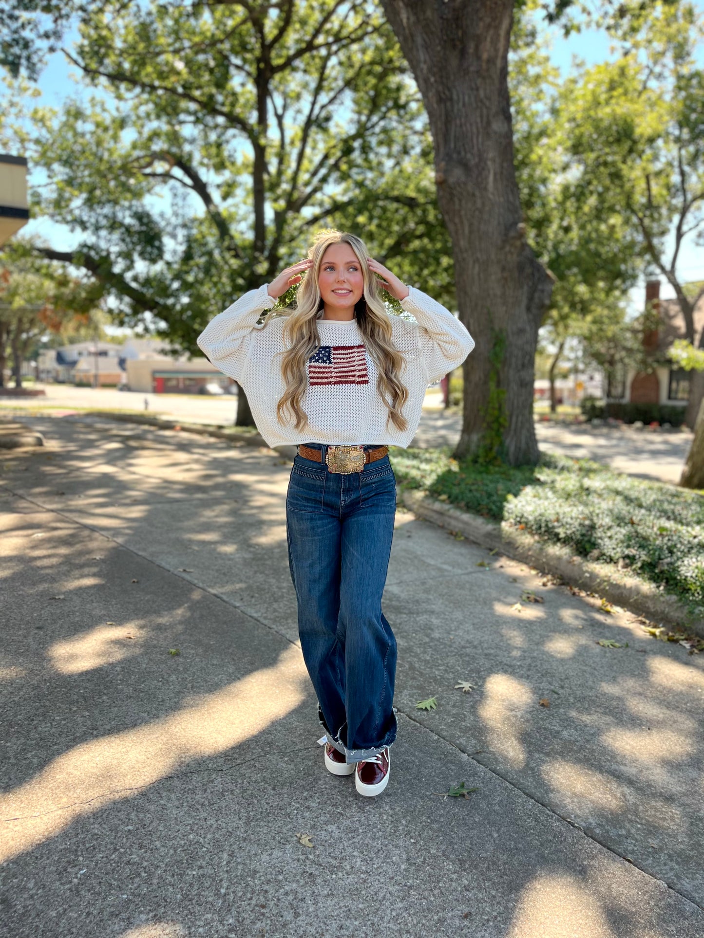 Flag Knitted Sweater Top