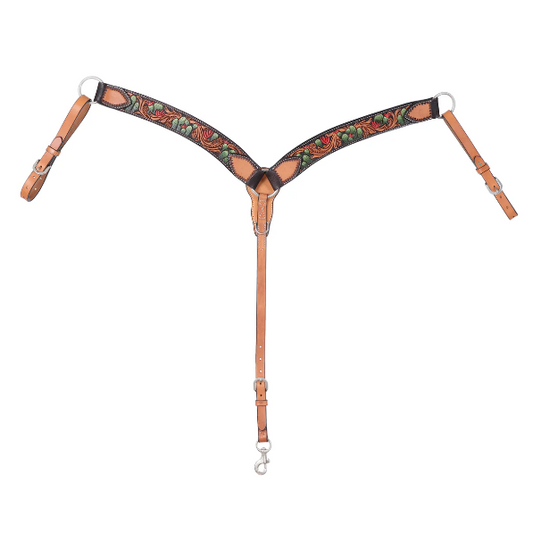 Turquoise Cross Cactus Tooled Contoured Breast Collar
