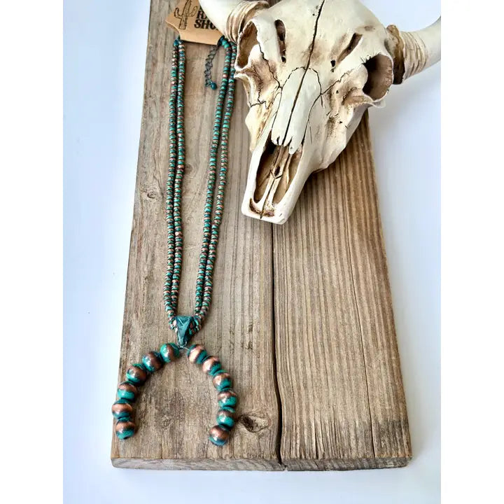Western Navajo Pearl & Horseshoes Pendant