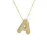 Jeweled Cz Bubble Letter Initial Necklace- GOLD
