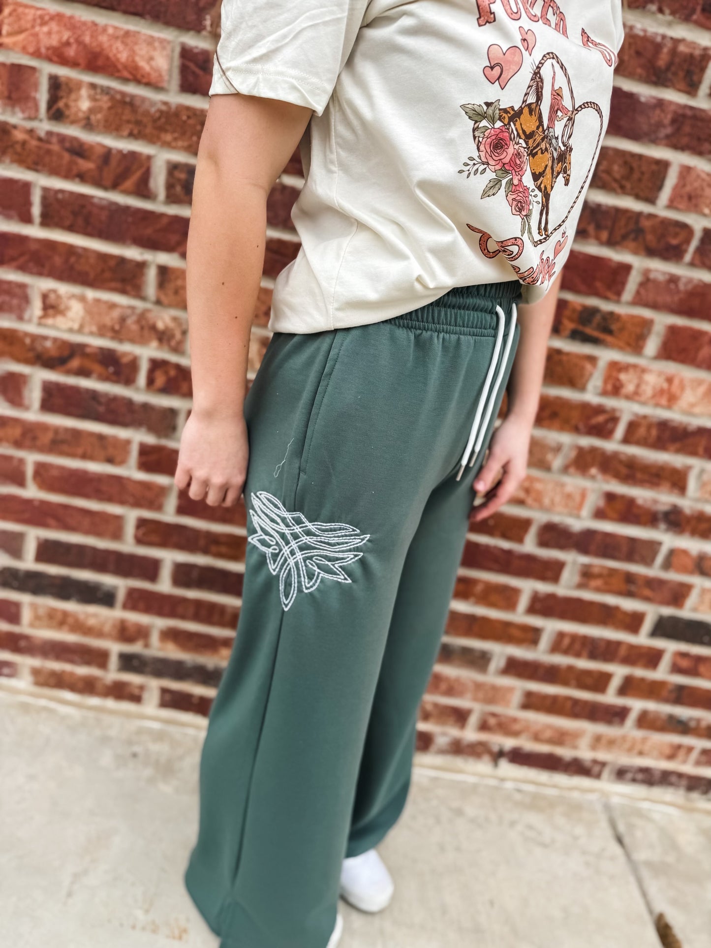 Scuba Drawstring Pants W/ Boot Stitch