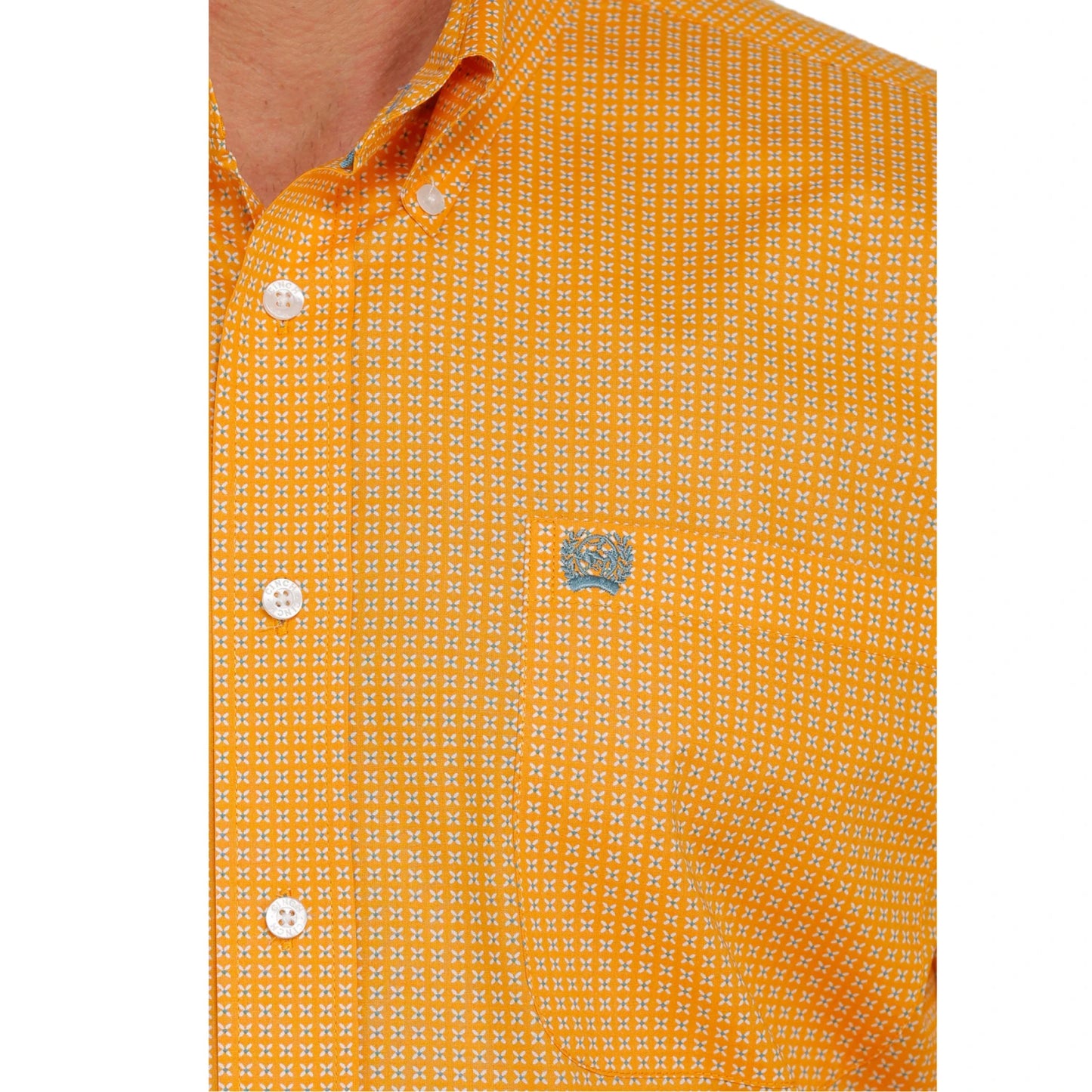 Mens L/S Orange Print Shirt
