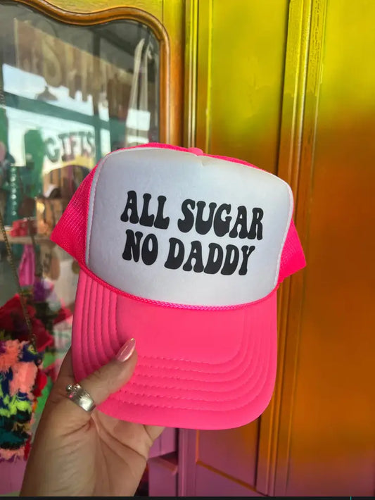 All Sugar No Daddy - Foam Trucker Hat Pink & White