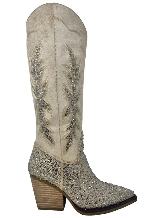 Taupe Women's Tall Western Bling Boot