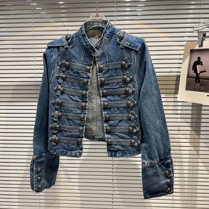 Autumn Button Denim Jacket - Classic Metal Detail