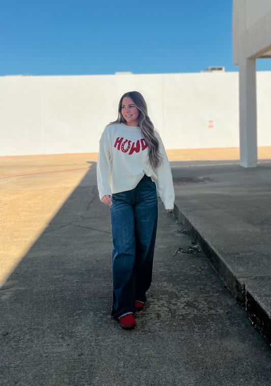 Howdy Slogan Relaxed Knit Sweater