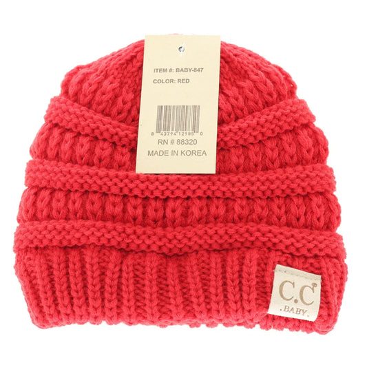 BABY SOLID BEANIE RED
