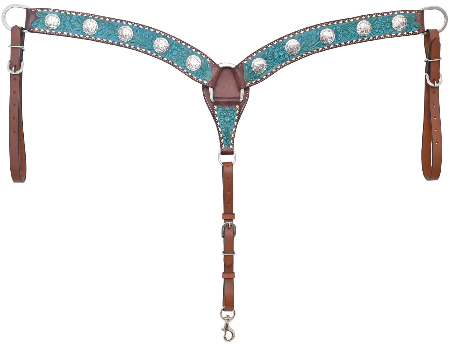 Breast Collar Turquoise Floral Concho