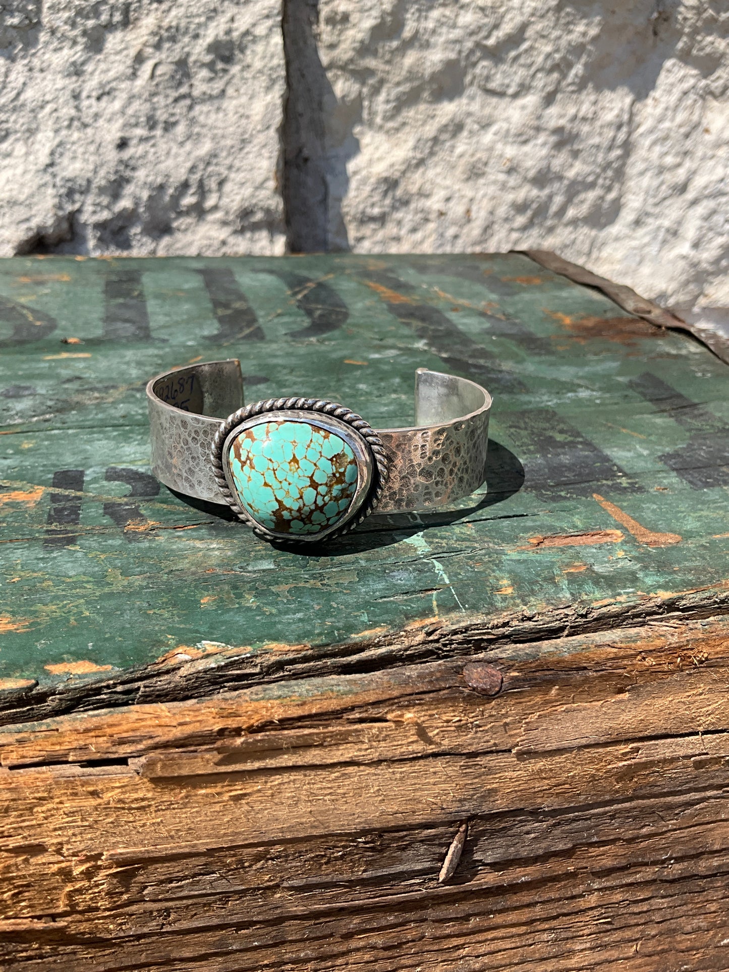 Turquoise Cowgirl Bracelet Hammered Cuff