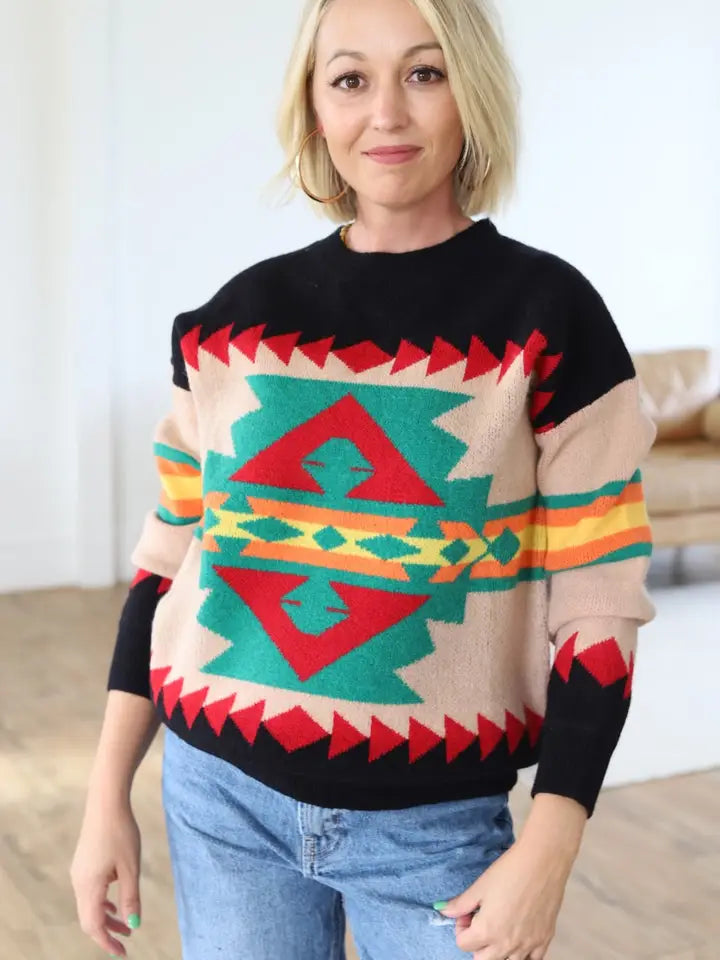 Black Aztec Sweater
